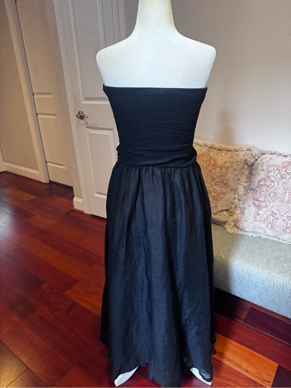 J. Crew Black Strapless Smocked Midi Dress - Picture 7 of 7